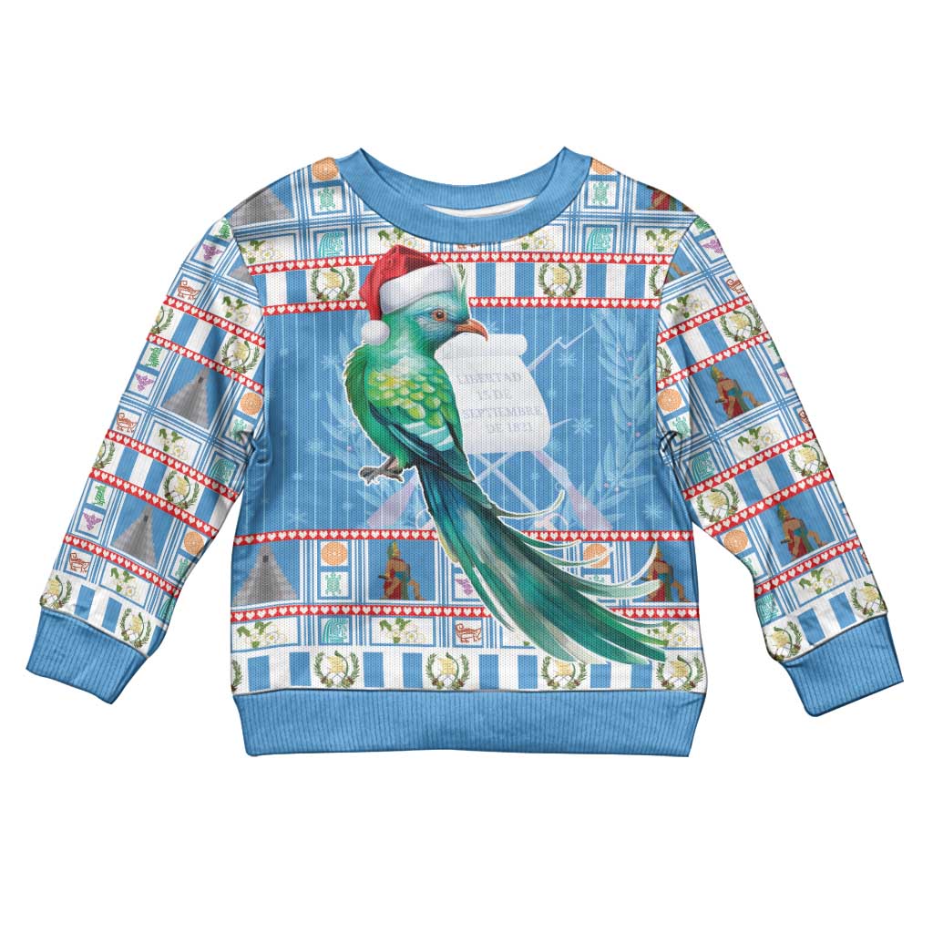 Guatemala Christmas Kid Ugly Christmas Sweater Resplendent Queztal Libre Crezca Fecundo - Wonder Print Shop