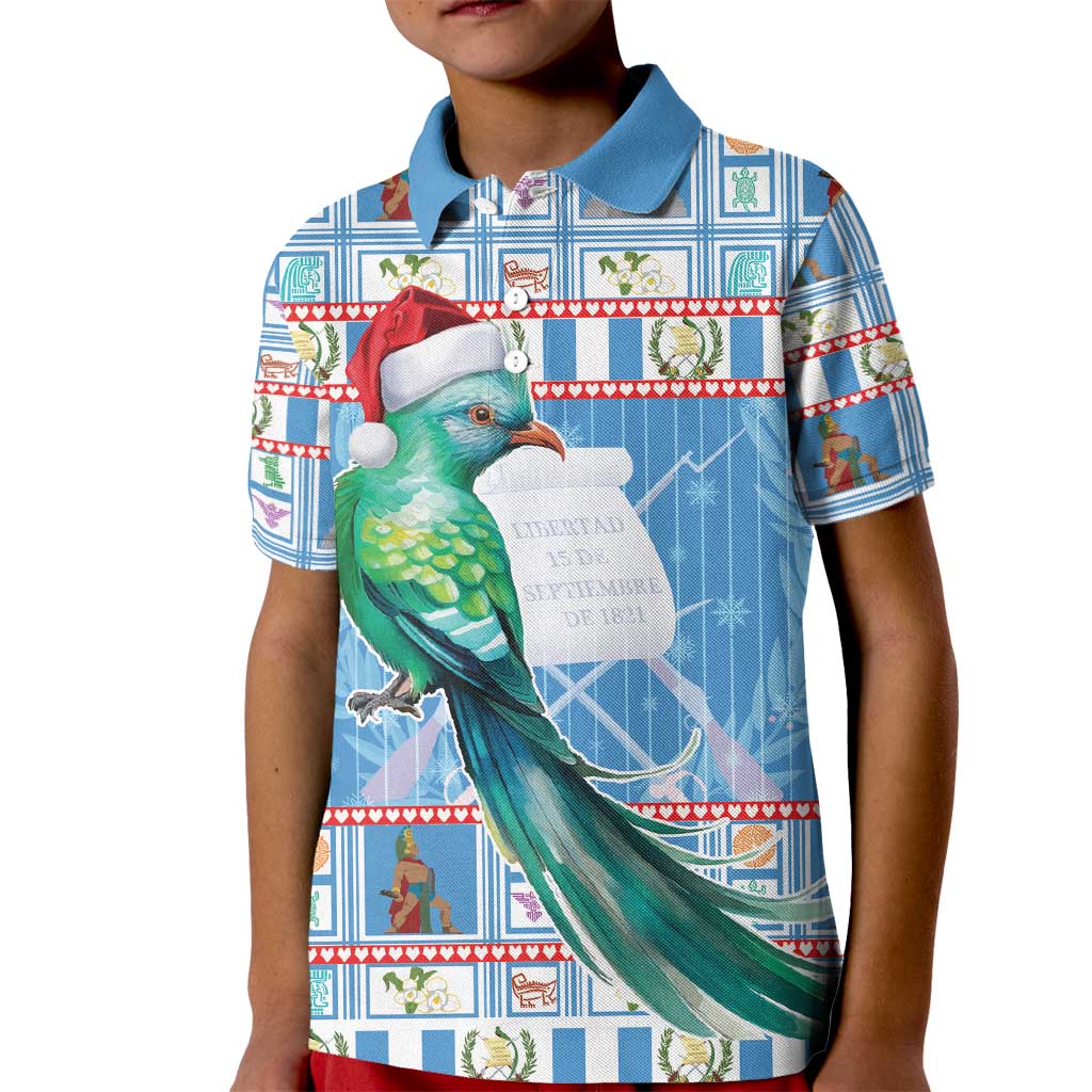 Guatemala Christmas Kid Polo Shirt Resplendent Queztal Libre Crezca Fecundo - Wonder Print Shop