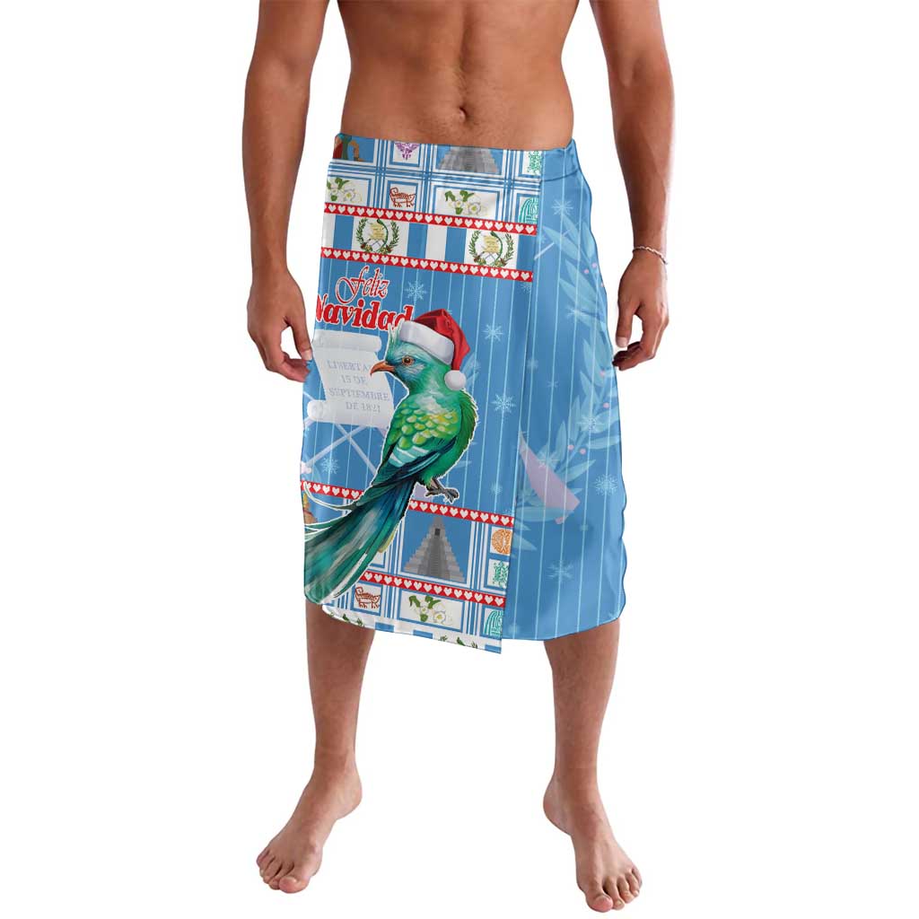 Blue printed Christmas swim shorts with colorful bird and festive border
