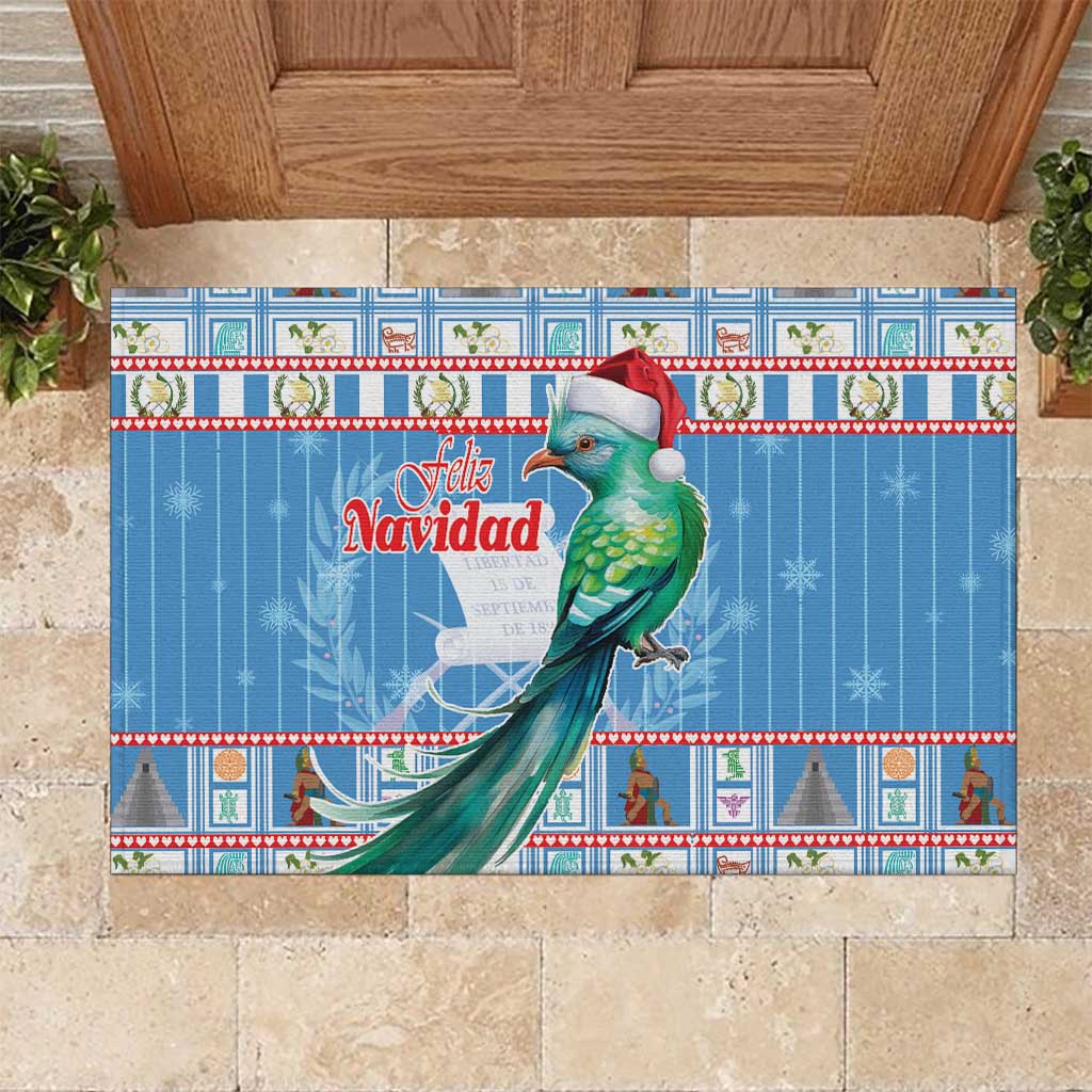 Guatemala Christmas Rubber Doormat Resplendent Queztal Libre Crezca Fecundo - Wonder Print Shop