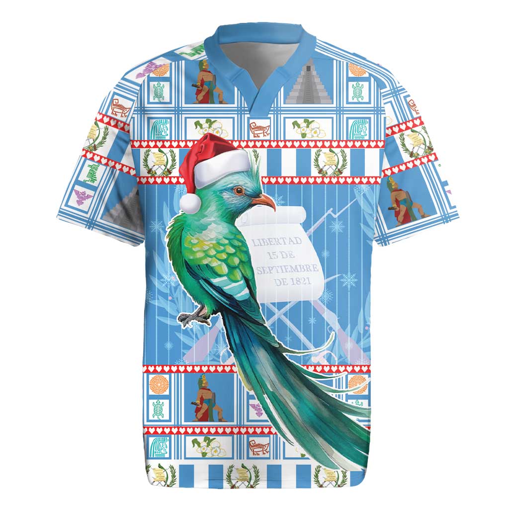 Guatemala Christmas Rugby Jersey Resplendent Queztal Libre Crezca Fecundo - Wonder Print Shop