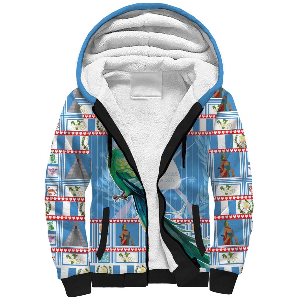 Guatemala Christmas Sherpa Hoodie Resplendent Queztal Libre Crezca Fecundo - Wonder Print Shop