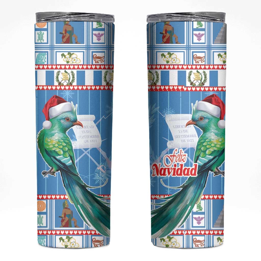 Guatemala Christmas Skinny Tumbler Resplendent Queztal Libre Crezca Fecundo - Wonder Print Shop