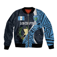 Unisex football bomber jacket in dark navy with blue graphics, full-zip front