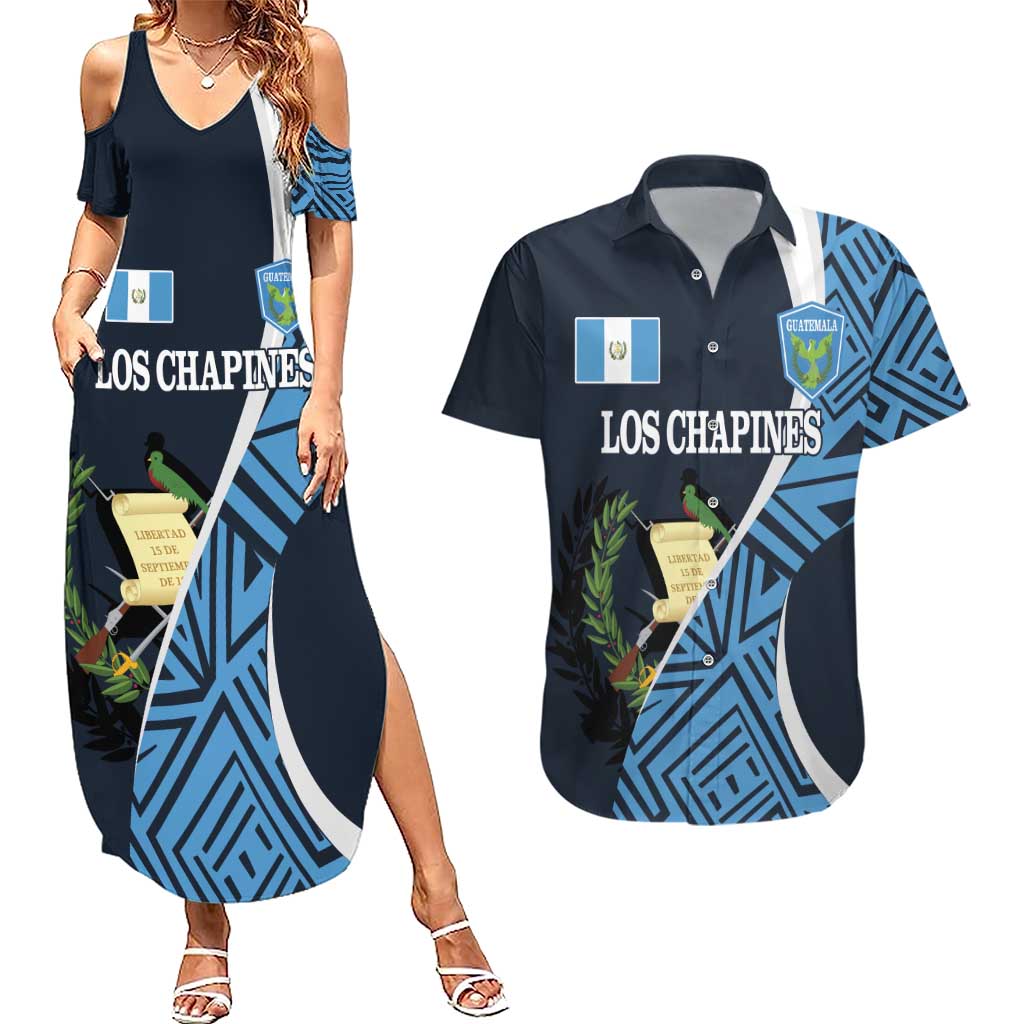 Custom Guatemala Football Couples Matching Summer Maxi Dress and Hawaiian Shirt Los Chapines Go Champion - Wonder Print Shop