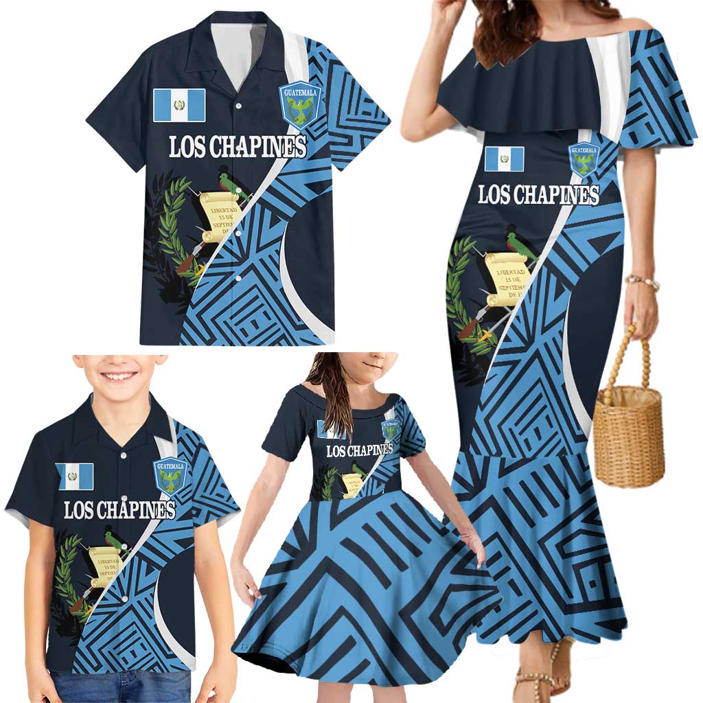 Custom Guatemala Football Family Matching Mermaid Dress and Hawaiian Shirt Los Chapines Go Champion - Wonder Print Shop