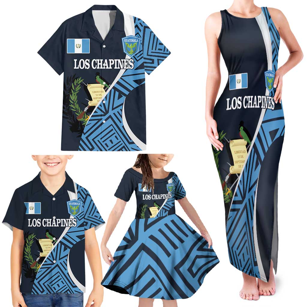 Custom Guatemala Football Family Matching Tank Maxi Dress and Hawaiian Shirt Los Chapines Go Champion - Wonder Print Shop