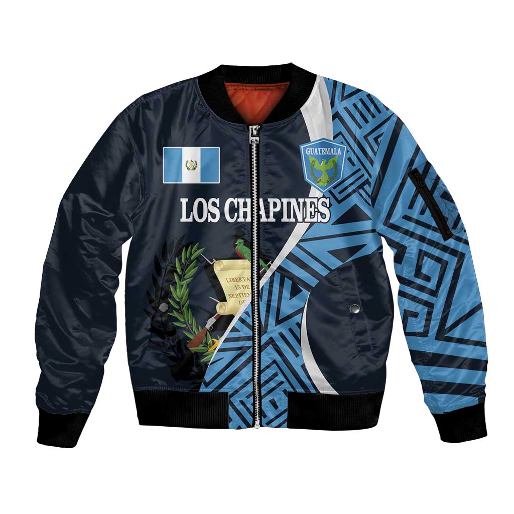 Custom Guatemala Football Sleeve Zip Bomber Jacket Los Chapines Go Champion - Wonder Print Shop