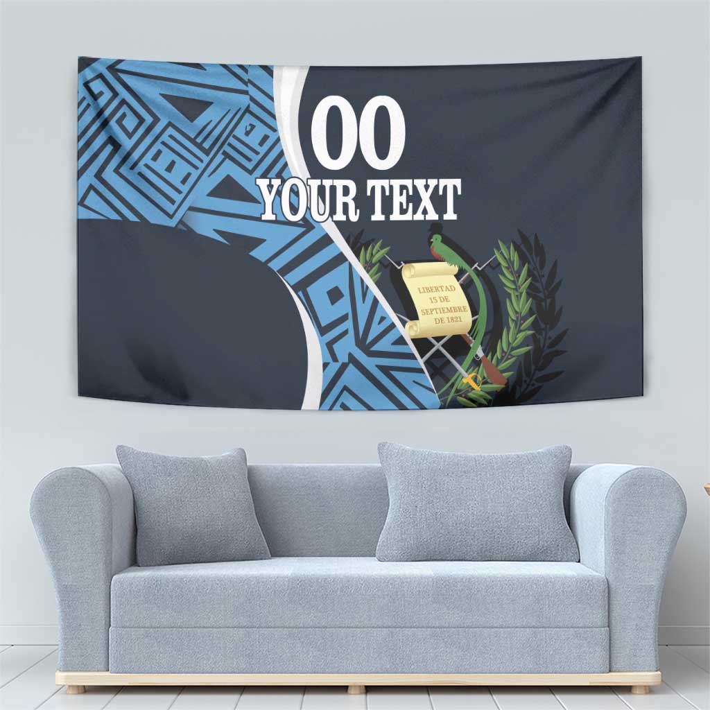 Navy football tapestry wall hanging featuring blue geometric motif and laurel crest, custom text.