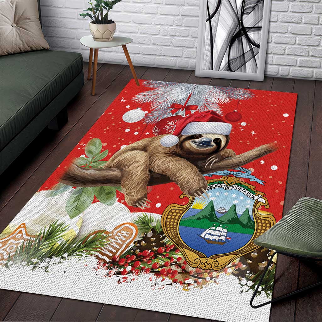 Christmas Costa Rica Area Rug A Cheerful Sloth Wearing a Santa Hat - Wonder Print Shop