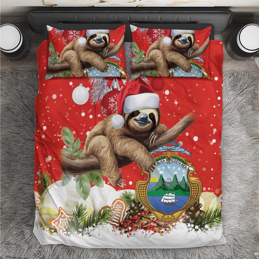 Christmas Costa Rica Bedding Set A Cheerful Sloth Wearing a Santa Hat - Wonder Print Shop