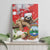 Christmas Costa Rica Canvas Wall Art A Cheerful Sloth Wearing a Santa Hat - Wonder Print Shop