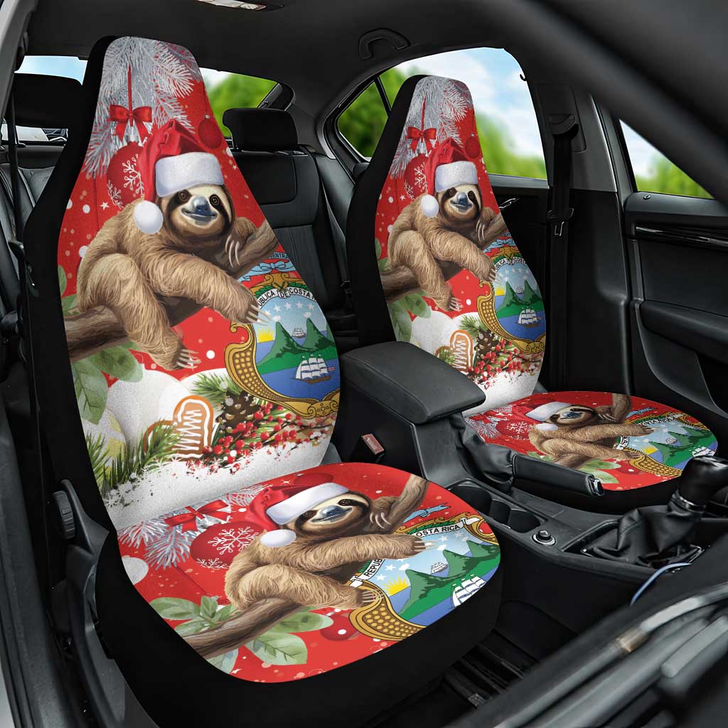 Christmas Costa Rica Car Seat Cover A Cheerful Sloth Wearing a Santa Hat - Wonder Print Shop