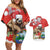 Christmas Costa Rica Couples Matching Off Shoulder Short Dress and Hawaiian Shirt A Cheerful Sloth Wearing a Santa Hat - Wonder Print Shop