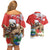 Christmas Costa Rica Couples Matching Off Shoulder Short Dress and Hawaiian Shirt A Cheerful Sloth Wearing a Santa Hat - Wonder Print Shop