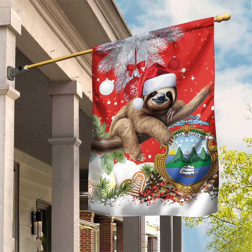 Christmas Costa Rica Garden Flag A Cheerful Sloth Wearing a Santa Hat - Wonder Print Shop