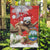 Christmas Costa Rica Garden Flag A Cheerful Sloth Wearing a Santa Hat - Wonder Print Shop