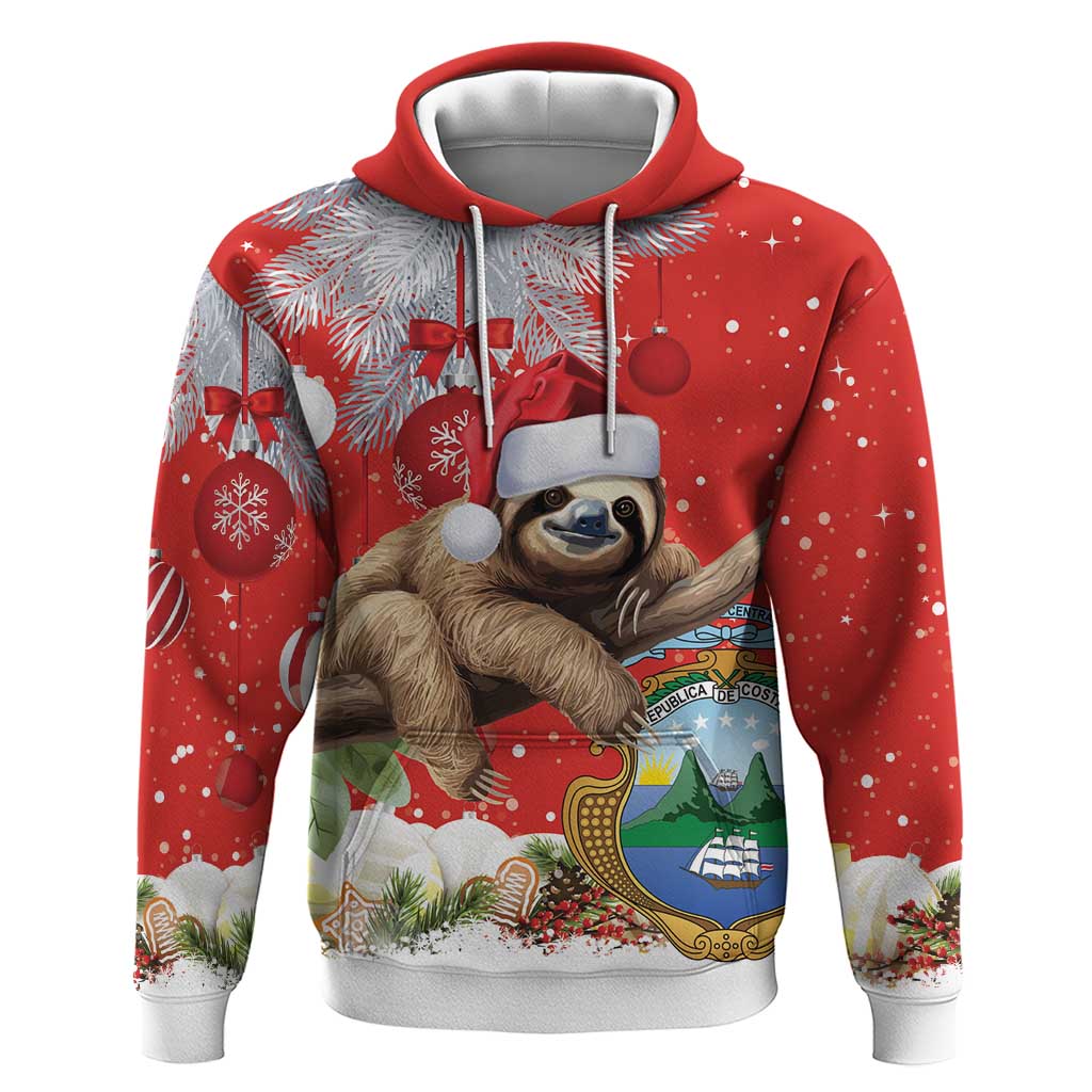 Christmas Costa Rica Hoodie A Cheerful Sloth Wearing a Santa Hat - Wonder Print Shop