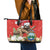 Christmas Costa Rica Leather Tote Bag A Cheerful Sloth Wearing a Santa Hat - Wonder Print Shop