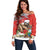 Christmas Costa Rica Off Shoulder Sweater A Cheerful Sloth Wearing a Santa Hat - Wonder Print Shop