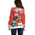 Christmas Costa Rica Off Shoulder Sweater A Cheerful Sloth Wearing a Santa Hat - Wonder Print Shop