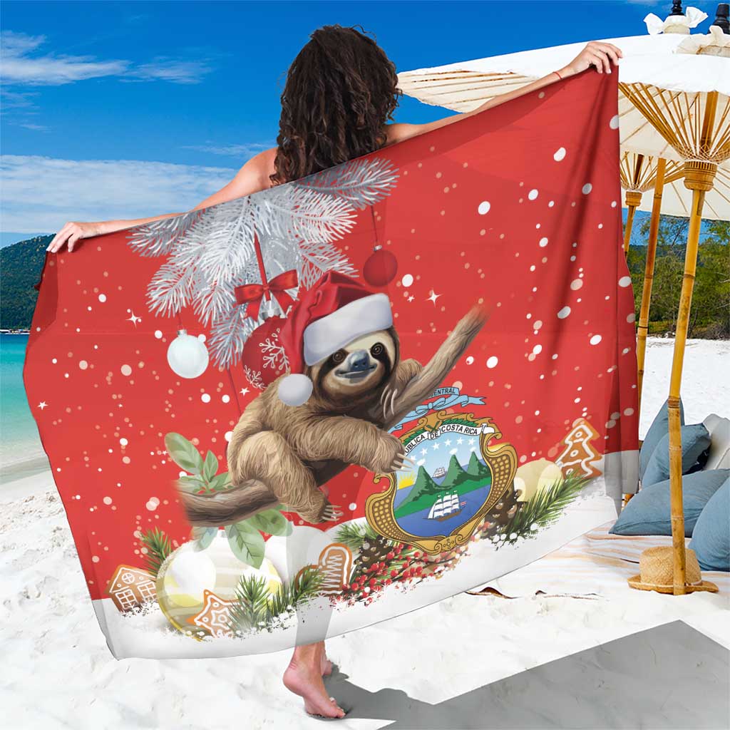 Christmas Costa Rica Sarong A Cheerful Sloth Wearing a Santa Hat