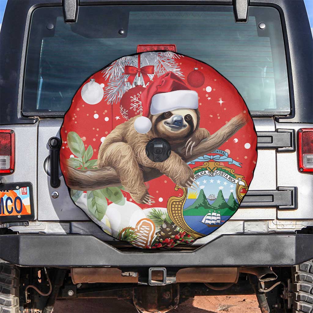 Christmas Costa Rica Spare Tire Cover A Cheerful Sloth Wearing a Santa Hat - Wonder Print Shop