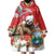 Christmas Costa Rica Wearable Blanket Hoodie A Cheerful Sloth Wearing a Santa Hat - Wonder Print Shop