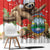 Christmas Costa Rica Window Curtain A Cheerful Sloth Wearing a Santa Hat - Wonder Print Shop