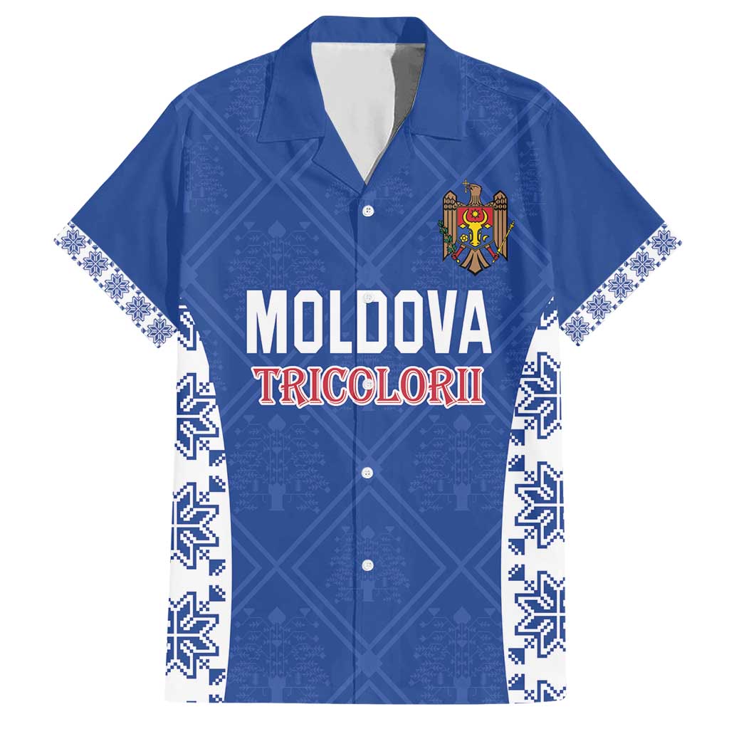 Custom Moldova Football Hawaiian Shirt Tricolorii Tree Of Life Blue Version - Wonder Print Shop