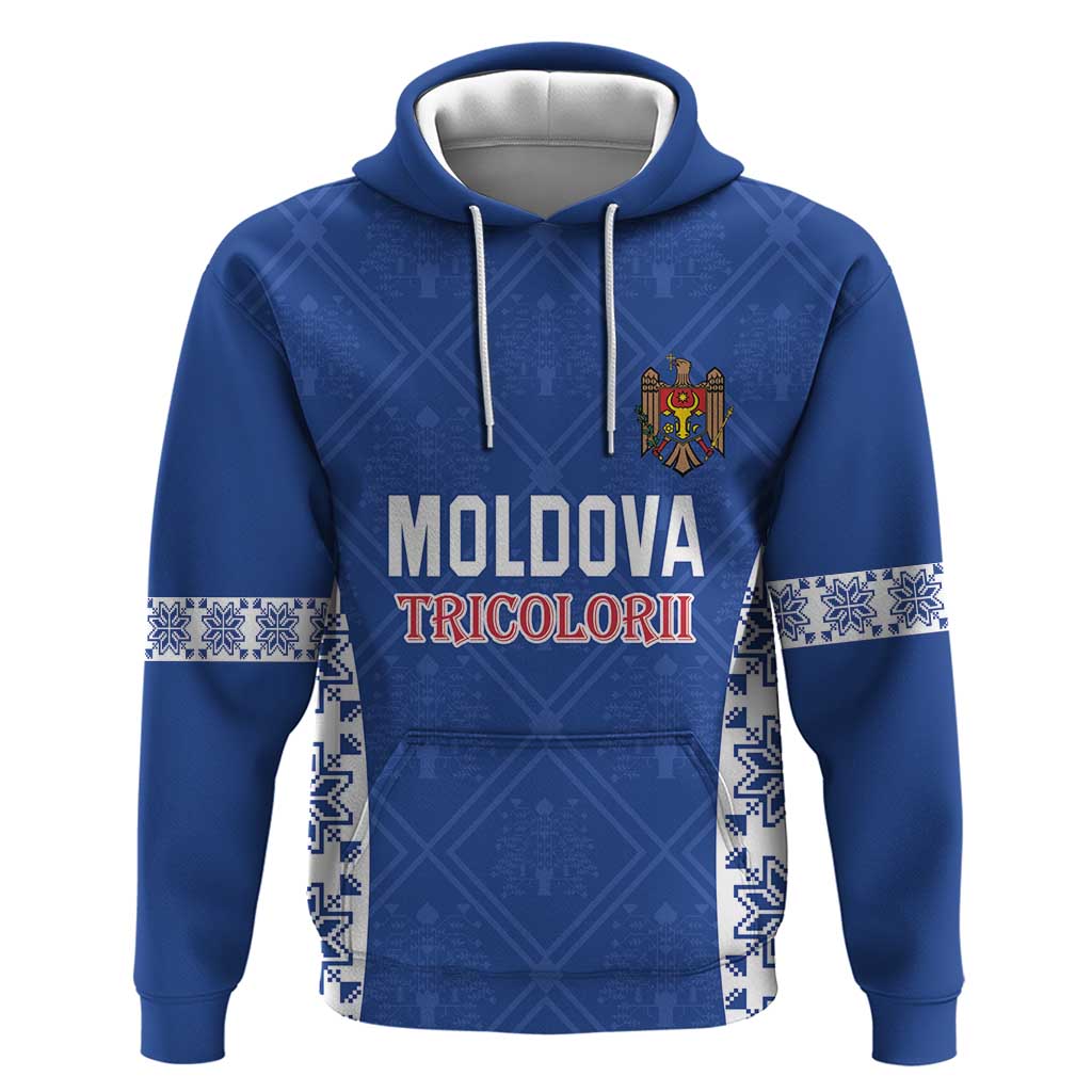 Custom Moldova Football Hoodie Tricolorii Tree Of Life Blue Version - Wonder Print Shop