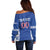 Custom Moldova Football Off Shoulder Sweater Tricolorii Tree Of Life Blue Version