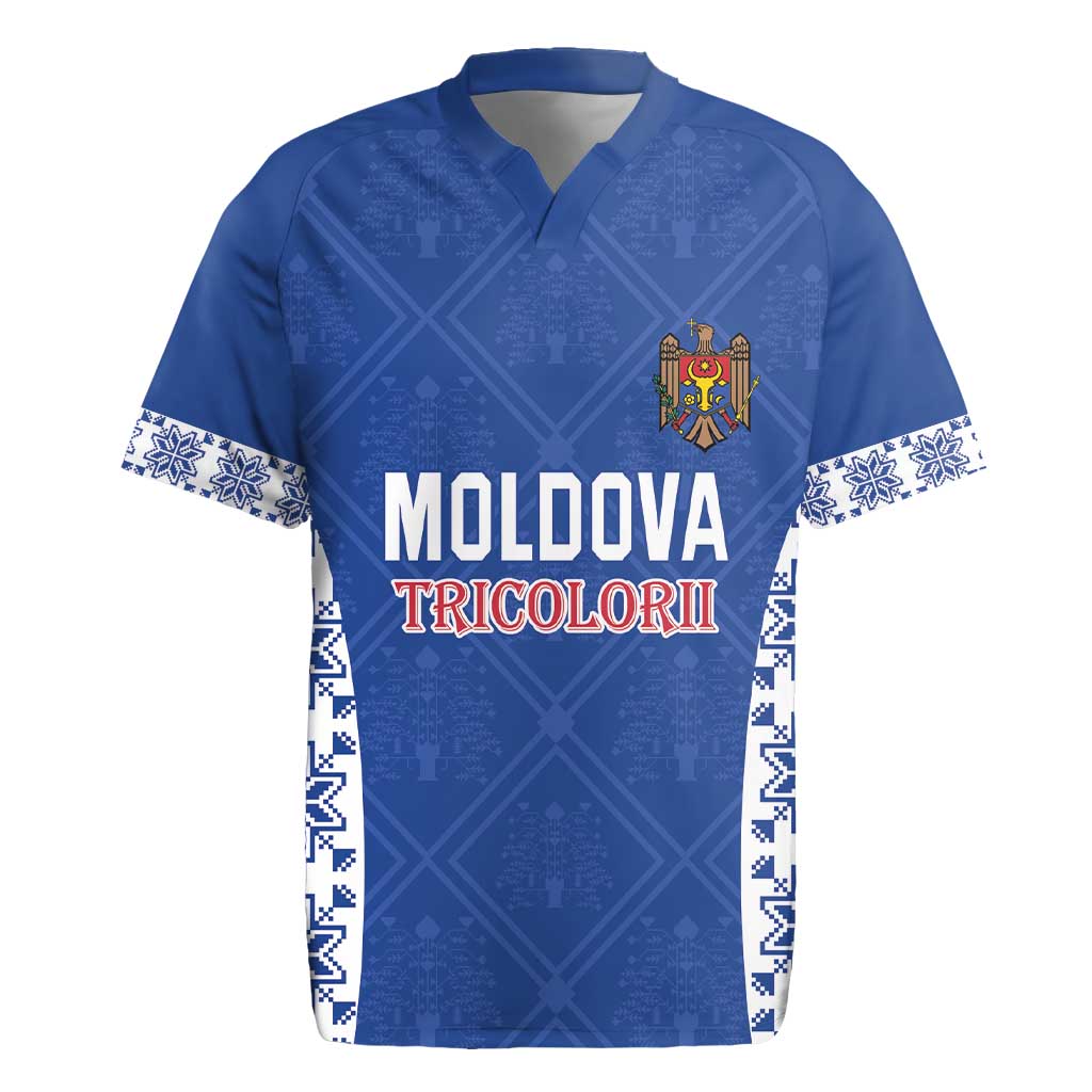 Custom Moldova Football Rugby Jersey Tricolorii Tree Of Life Blue Version - Wonder Print Shop