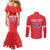 Custom Moldova Football Couples Matching Mermaid Dress and Long Sleeve Button Shirt Tricolorii Tree Of Life Red Version