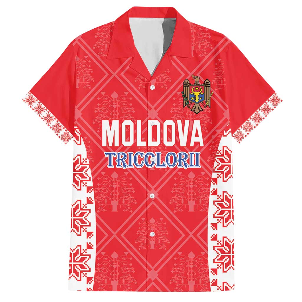 Custom Moldova Football Hawaiian Shirt Tricolorii Tree Of Life Red Version - Wonder Print Shop