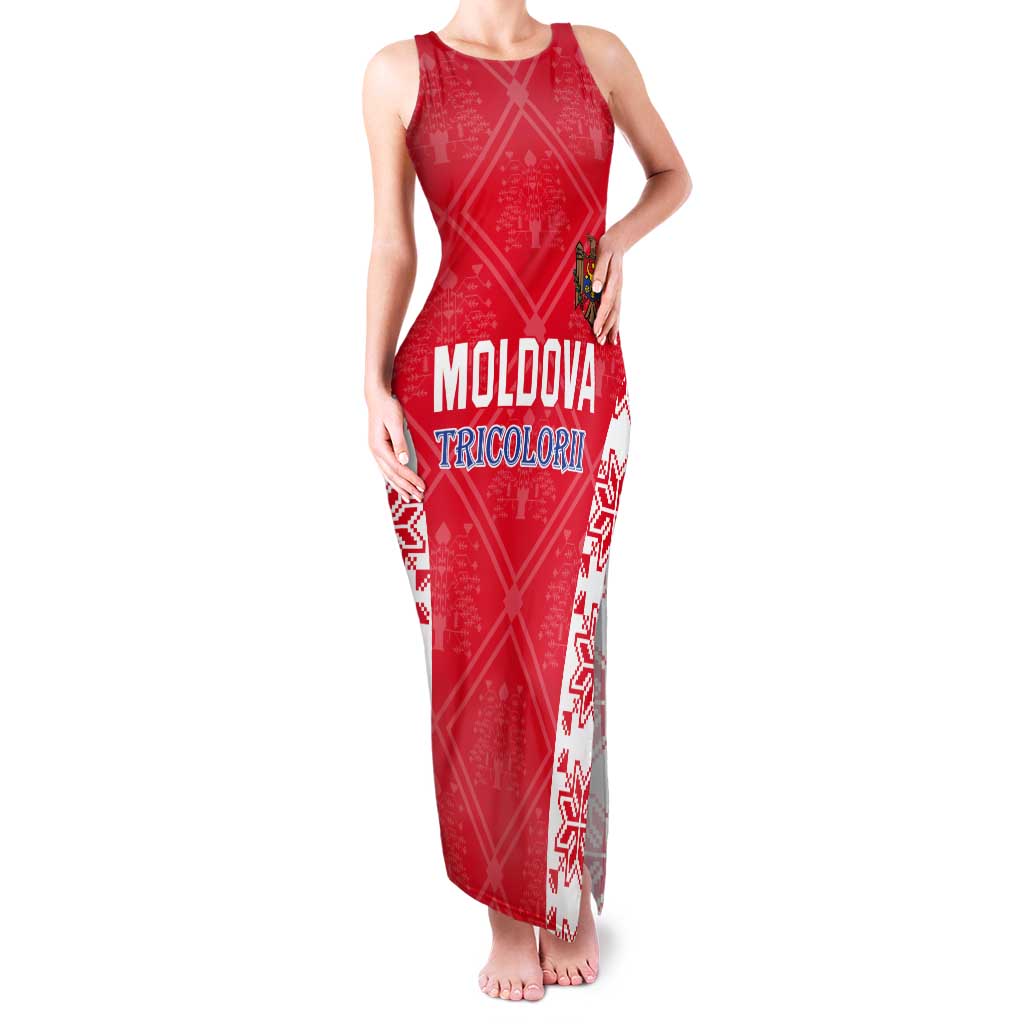 Custom Moldova Football Tank Maxi Dress Tricolorii Tree Of Life Red Version - Wonder Print Shop