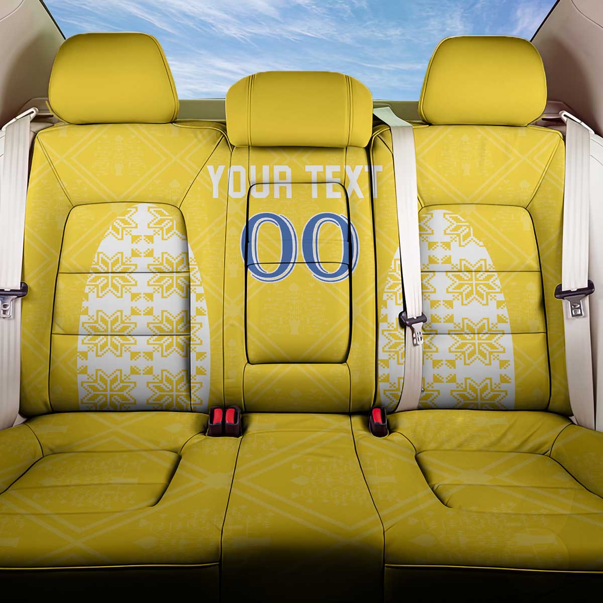 Custom Moldova Football Back Car Seat Cover Tricolorii Tree Of Life Yellow Version - Wonder Print Shop