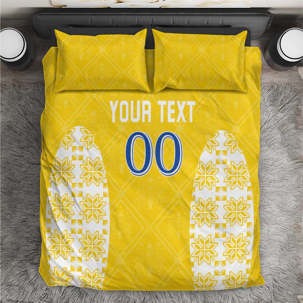 Custom Moldova Football Bedding Set Tricolorii Tree Of Life Yellow Version