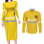 Custom Moldova Football Couples Matching Long Sleeve Bodycon Dress and Long Sleeve Button Shirt Tricolorii Tree Of Life Yellow Version - Wonder Print Shop