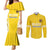 Custom Moldova Football Couples Matching Mermaid Dress and Long Sleeve Button Shirt Tricolorii Tree Of Life Yellow Version