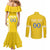 Custom Moldova Football Couples Matching Mermaid Dress and Long Sleeve Button Shirt Tricolorii Tree Of Life Yellow Version