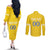 Custom Moldova Football Couples Matching Off The Shoulder Long Sleeve Dress and Long Sleeve Button Shirt Tricolorii Tree Of Life Yellow Version