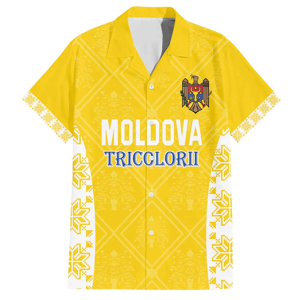 Custom Moldova Football Hawaiian Shirt Tricolorii Tree Of Life Yellow Version - Wonder Print Shop