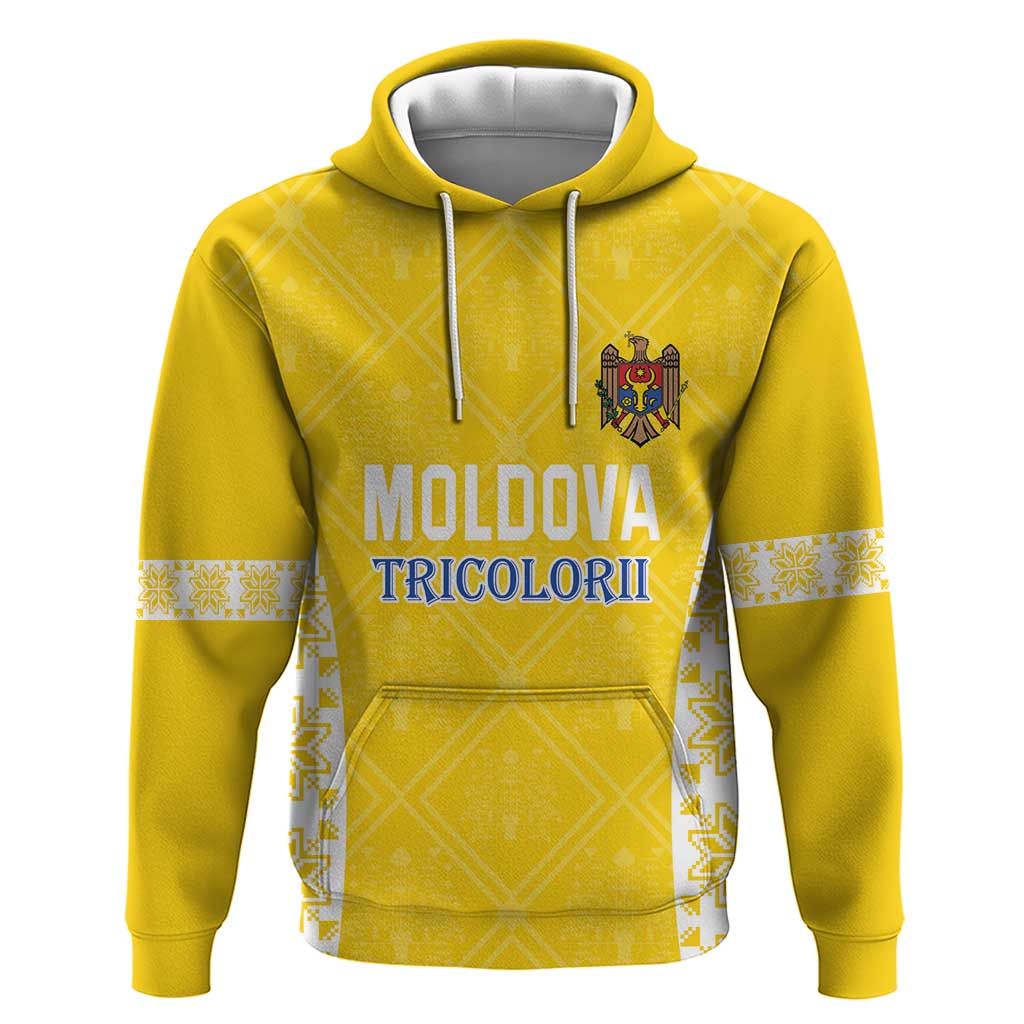 Custom Moldova Football Hoodie Tricolorii Tree Of Life Yellow Version - Wonder Print Shop