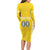 Custom Moldova Football Long Sleeve Bodycon Dress Tricolorii Tree Of Life Yellow Version - Wonder Print Shop