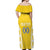 Custom Moldova Football Off Shoulder Maxi Dress Tricolorii Tree Of Life Yellow Version - Wonder Print Shop