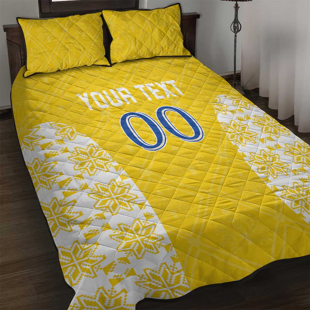 Custom Moldova Football Quilt Bed Set Tricolorii Tree Of Life Yellow Version - Wonder Print Shop