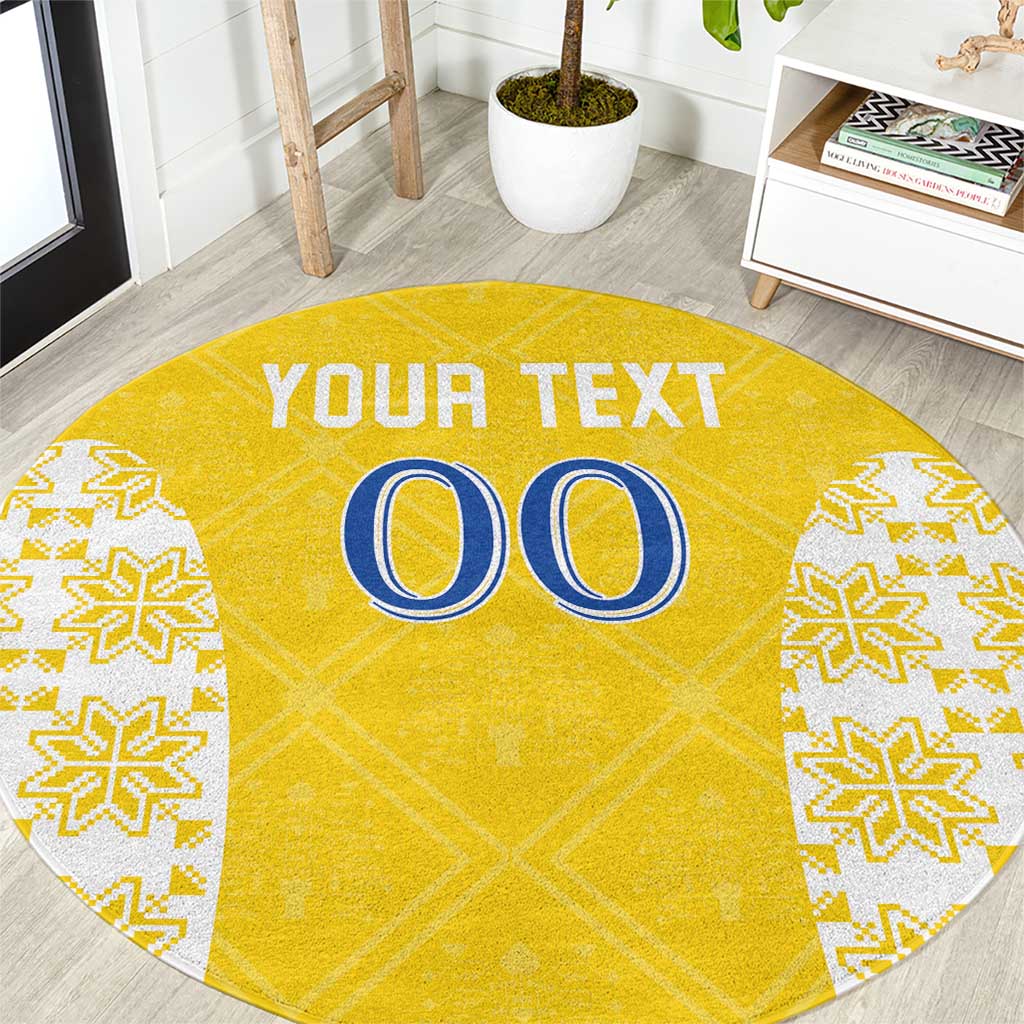 Custom Moldova Football Round Carpet Tricolorii Tree Of Life Yellow Version