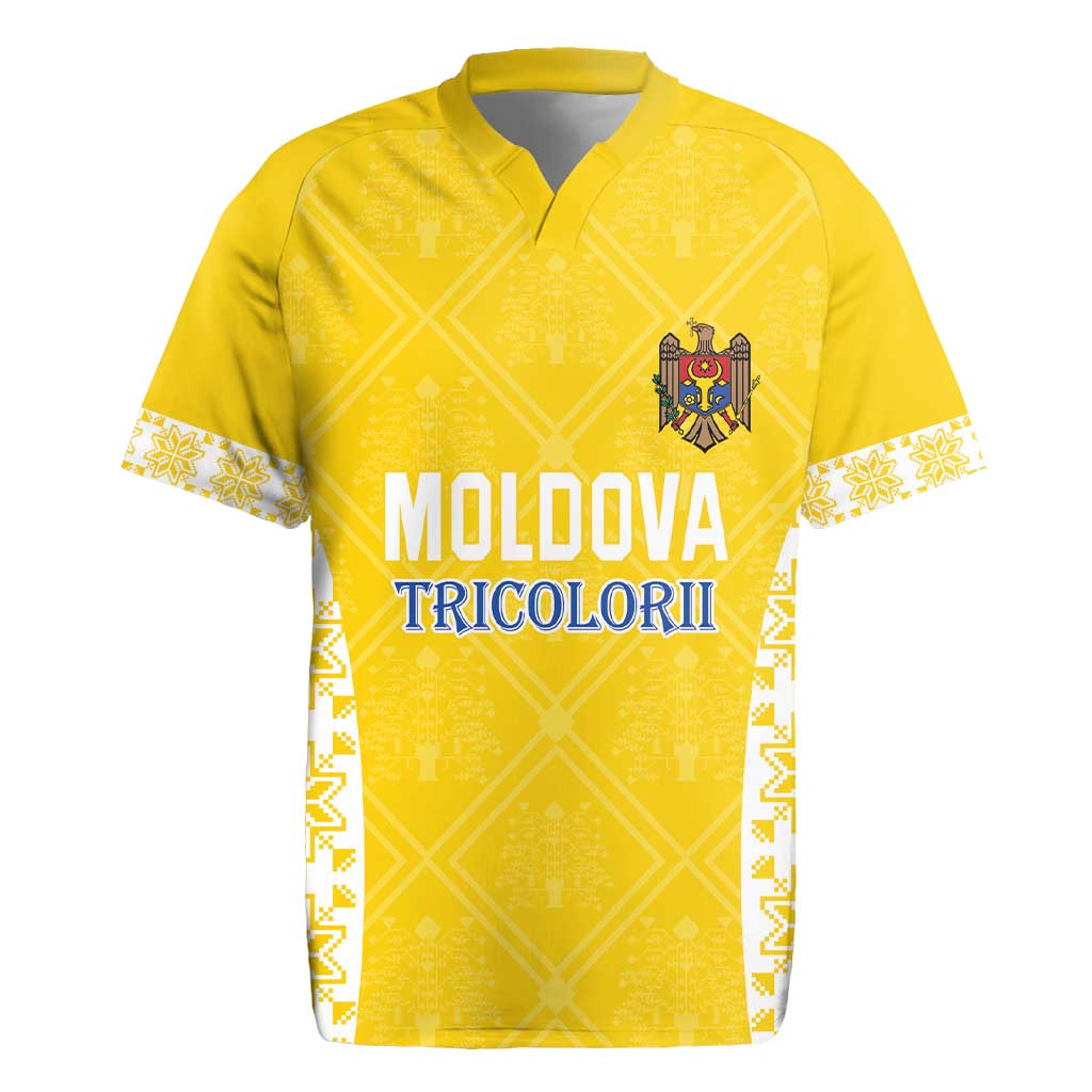 Custom Moldova Football Rugby Jersey Tricolorii Tree Of Life Yellow Version - Wonder Print Shop