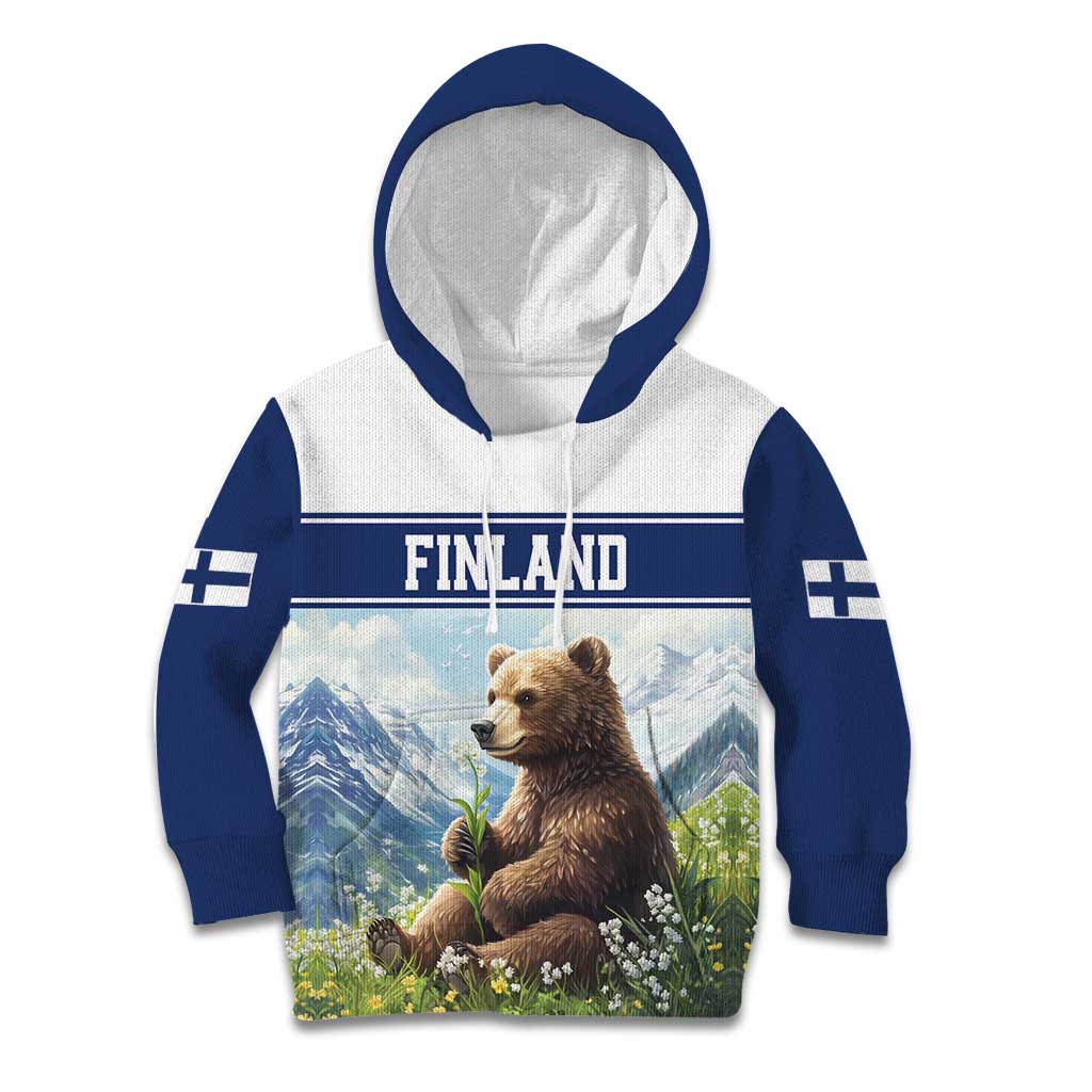 Personalized Finland Kid Hoodie Brown Bear With Lily Of The Valley - Wonder Print Shop